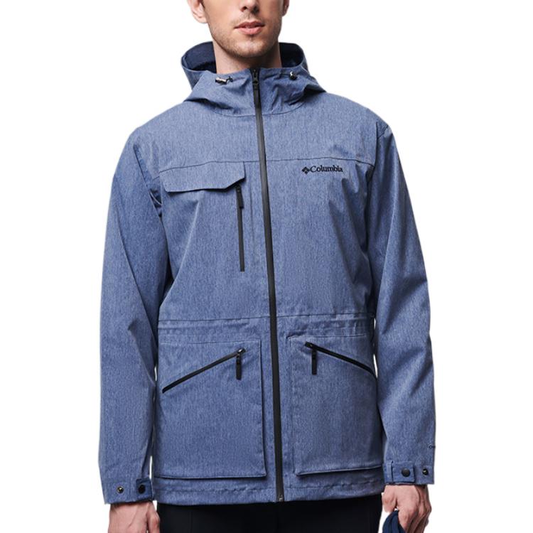 Columbia X Solid Logo Brand Printed Long Sleeve Hooded Jacket Men Jackets Blue PM4508-464
