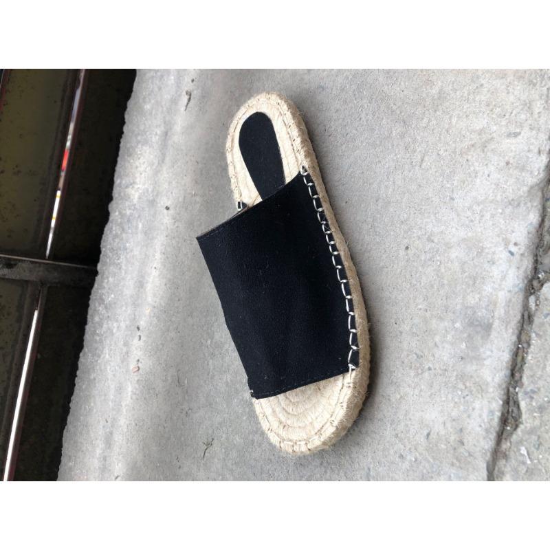 Wish Large Size Stitched Fisherman Casual Flat Bottom Slippers Straw Hemp Rope Bottom One-Word Slippers