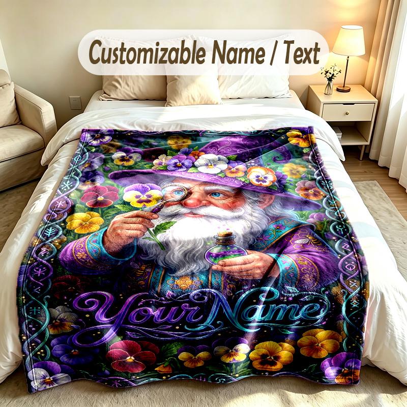 Fantasy Magic Theme Custom Blanket Personalized Name & Text Customized Soft Warm Throw Blanket Home Decor