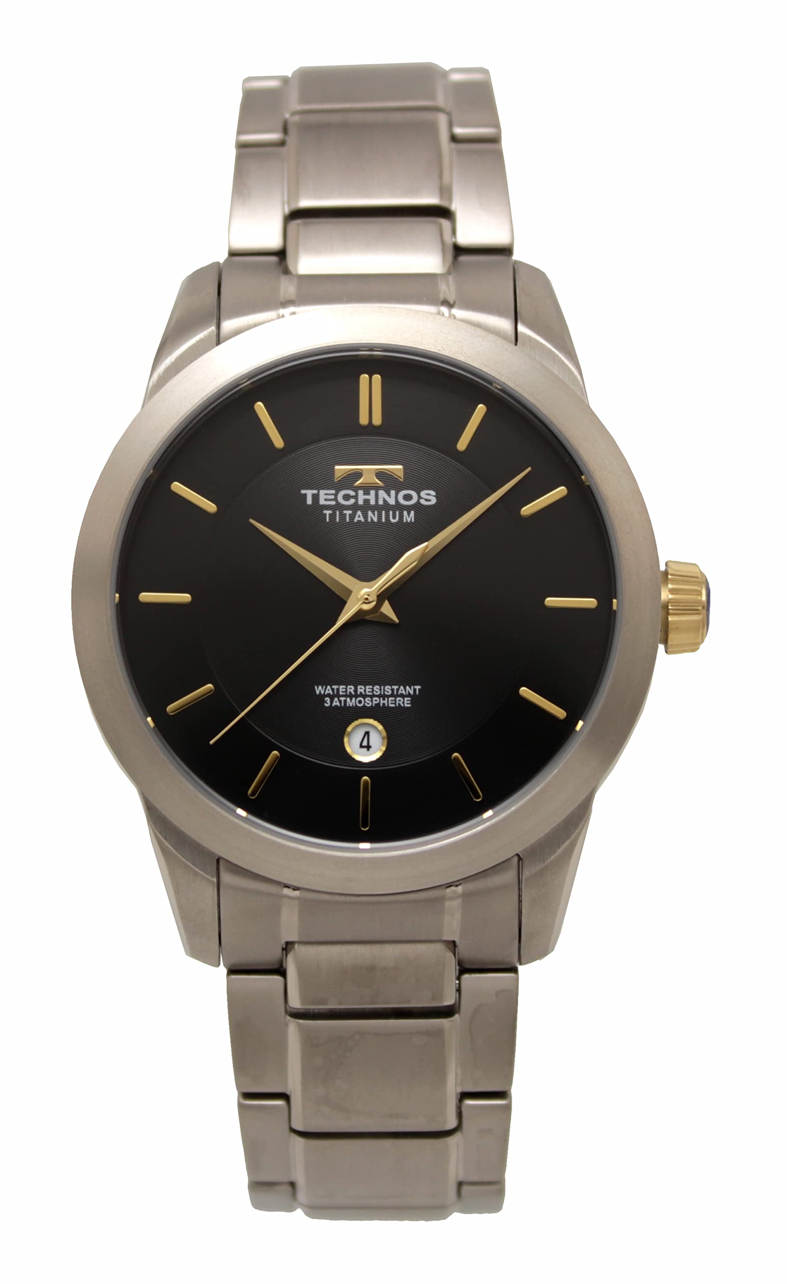 

Часы с датой из титана T9B77IB Silver [Technos] Мужские чёрный