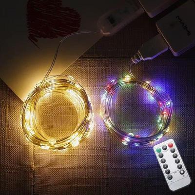 Remote Control LED Copper Wire String Lights - USB Powered Star Lights for Indoor/Outdoor Decoration