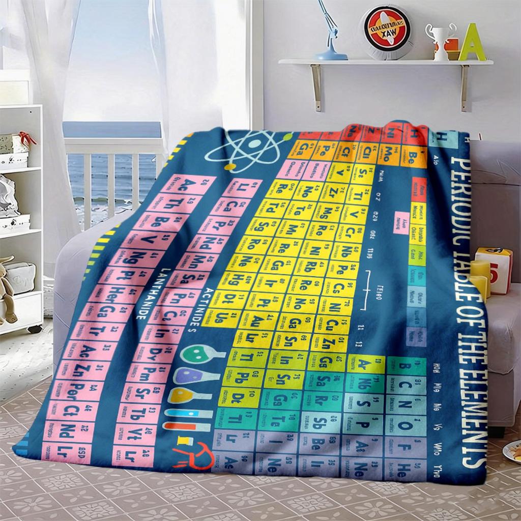 2026 New Arrivals Chemical Element Periodic Table Soft Blanket, Warm and Lightweight Suitable for Sofa, Bed, and Travel Multifunctional Four Seasons G