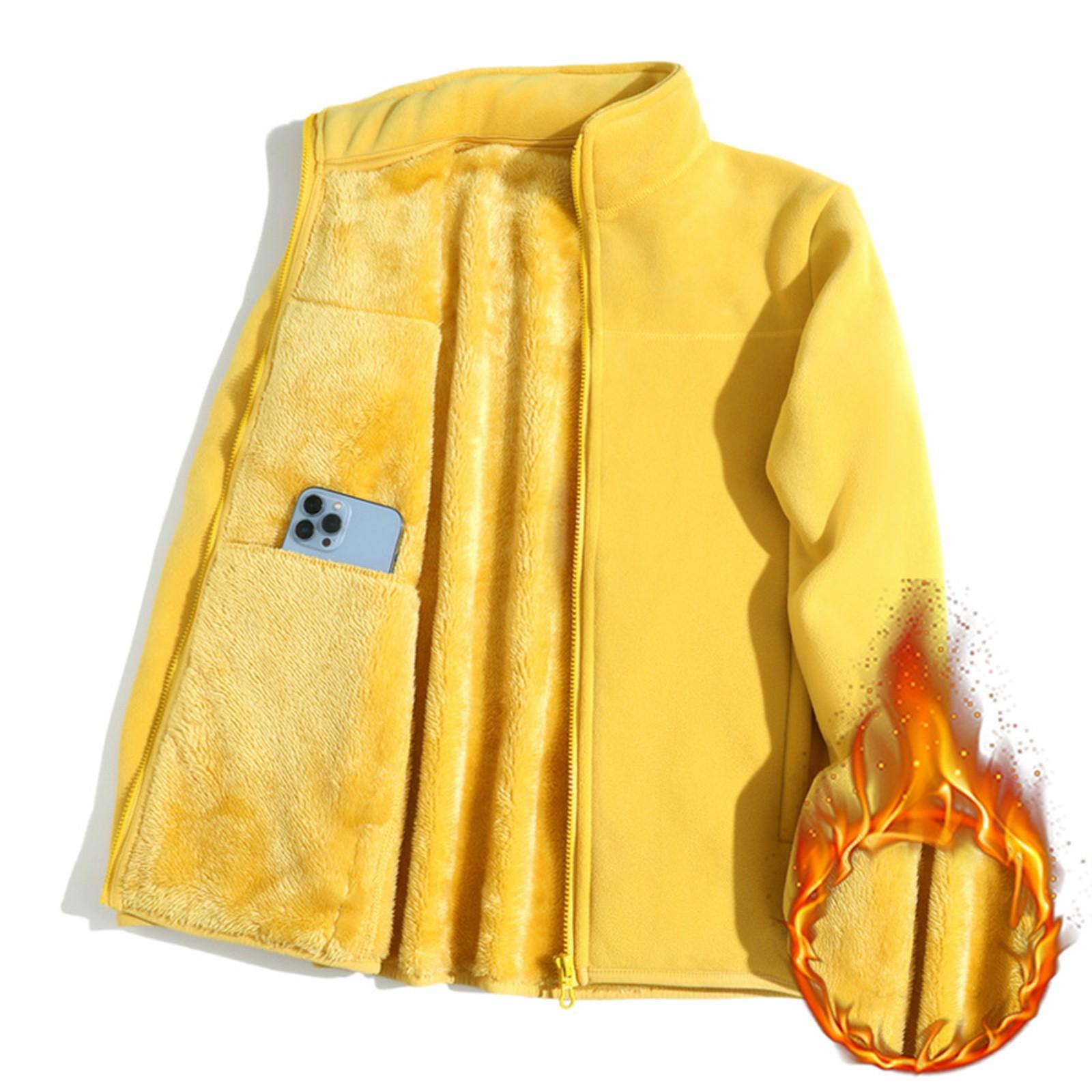 

Женская флисовая куртка высокого качества, верхняя одежда, плюс утолщенный бархатный свитер M жёлтый