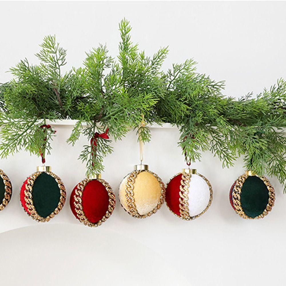 8cm Diameter Velvet Christmas Ball Rhinestone Accent Christmas Tree Ornaments Holiday Wreath
