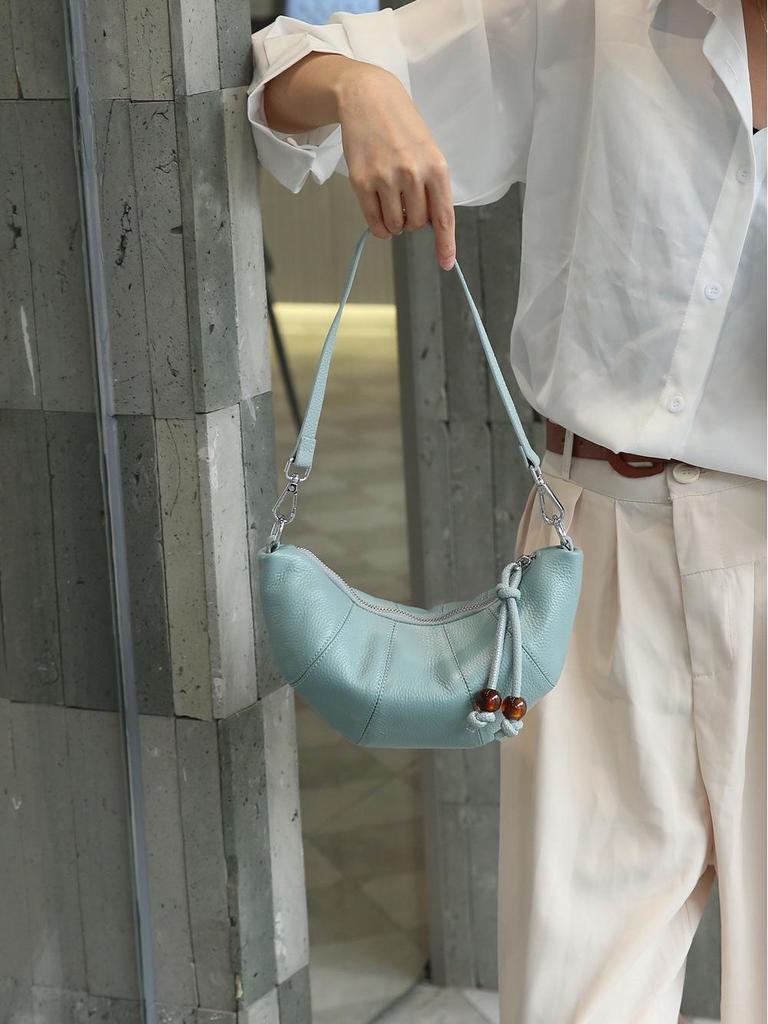 Borsa a Spalla/Crossbody da Donna in Vera Pelle Croissant alla Moda 7786