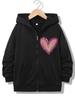 Girls Full Zip Hooded Sweatshirt Rainbow Gradient Heart Print Loose Daily Outerwear With Front Pocket For Children