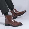 Large Size Martin Boots High Top Leather Shoes Men's Medium Tube Short Boots Autumn and Winter New Men's Side Zipper Fashion Leather Boots Men