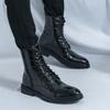Fashion Men Fashionable Pointed Leather Chelsea Boots Versatile British Style Business High Top Casual Boots Men Street Motorcycle Boots