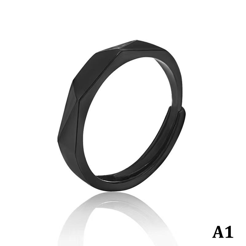 

Black And White Rhombus Glossy Couple Ring Simple Opening Adjustable Rings Jewelry For Boyfriend Girlfriend Valentine S Day Gift A1