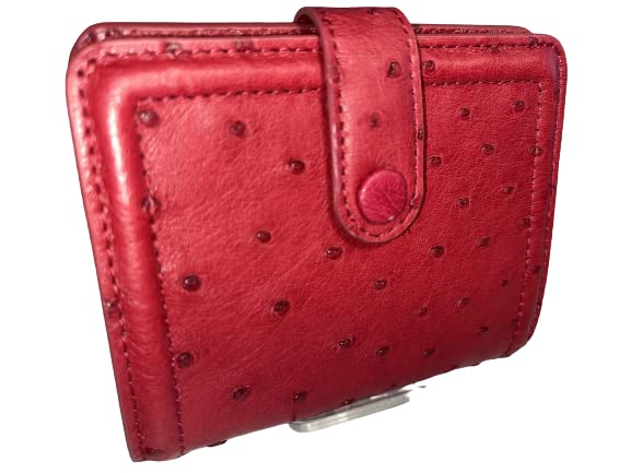 

GUODI Genuine Ostrich Full Bi-fold Wallet, Leather, Point, TK-30CW080 (Wine Red)