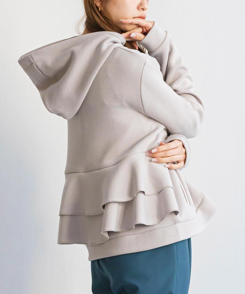 Milliandeni Back Frill Pullover Long Size L Women's Hoodie, Sleeve, Greige,
