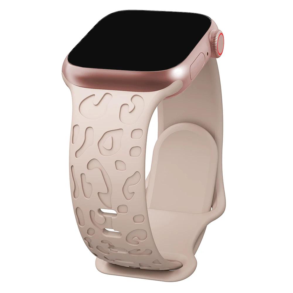 Band For Apple Watch 11 Strap 42mm 41mm 40mm 49mm 46mm 45mm 44mm Engraved Leopard Silicone Correa Bracelet iWatch Ultra 3/10/SE3