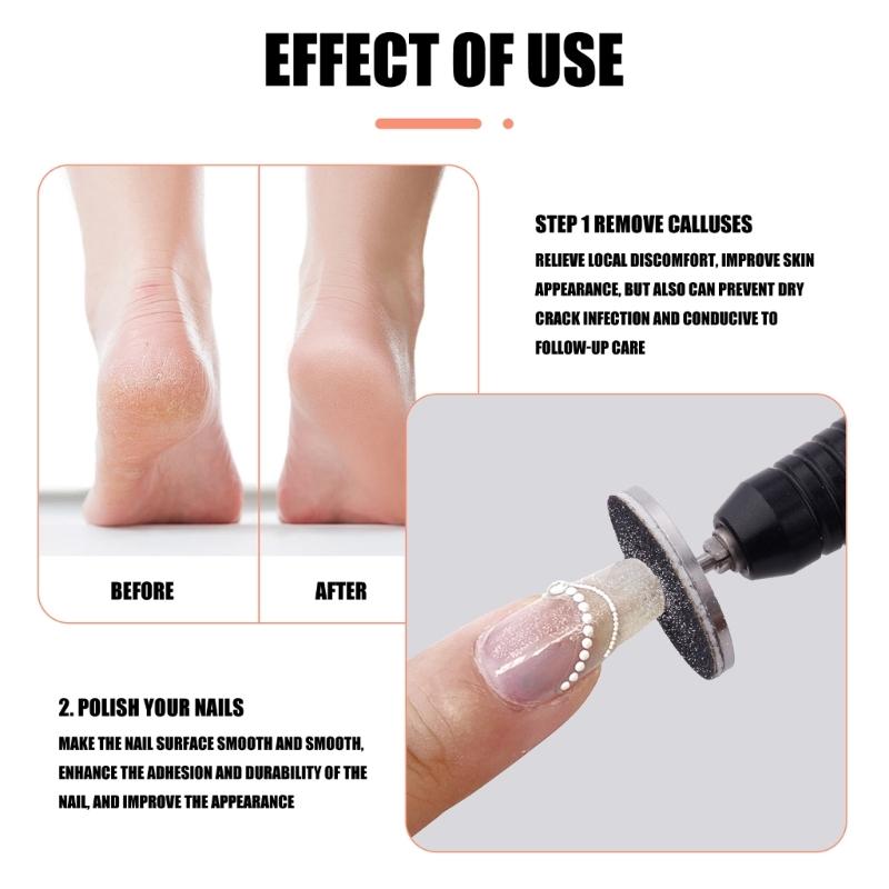 Przenośne krążki do pielęgnacji paznokci Krążki ścierne do pedicure z trzpieniem Zaprojektowane do podróży i użytku domowego do manicure i pedicure