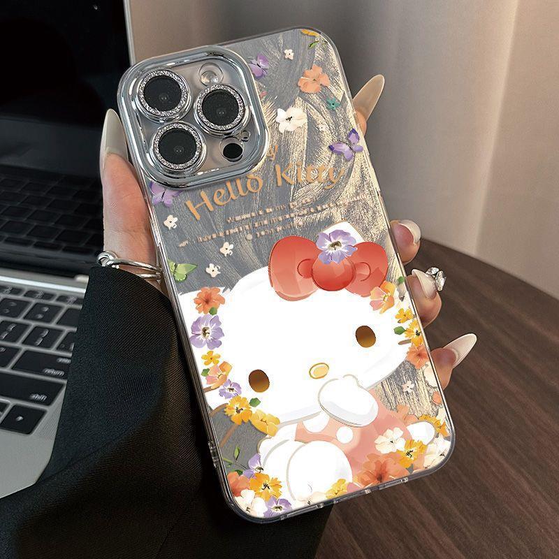 

Чехол для телефона Hello Kitty из перьевой пряжи с точными вырезами для Apple 17 Pro Max, совместимый с 17 Air Lens Film, подходит для моделей 16, 14 и 13 Apple 16 Pro