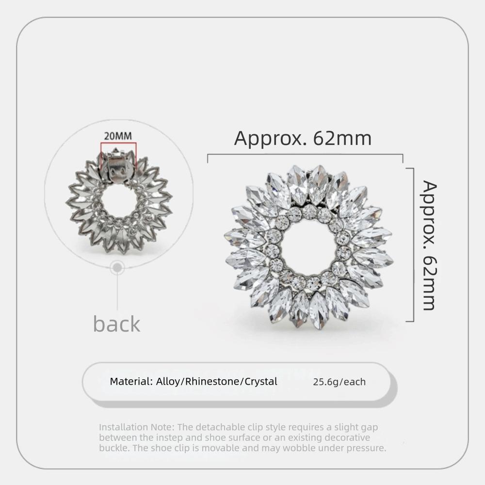 

1 Pair Fashion Shiny Shoes Clips Removable Shoes Flower Shoes Decorations Clip Rhinestone Charm Buckle Wedding