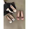 Thick Heel Commuter Versatile Light Mouth Bow Ballet Shoes Mary Jane Shoes High Heel High Heels Women