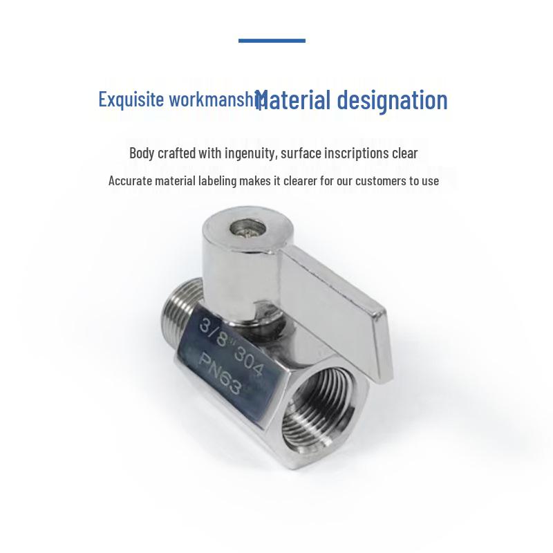 Mini Ball Valve 304 Stainless Steel, Internal/External Thread, 6/4 Points