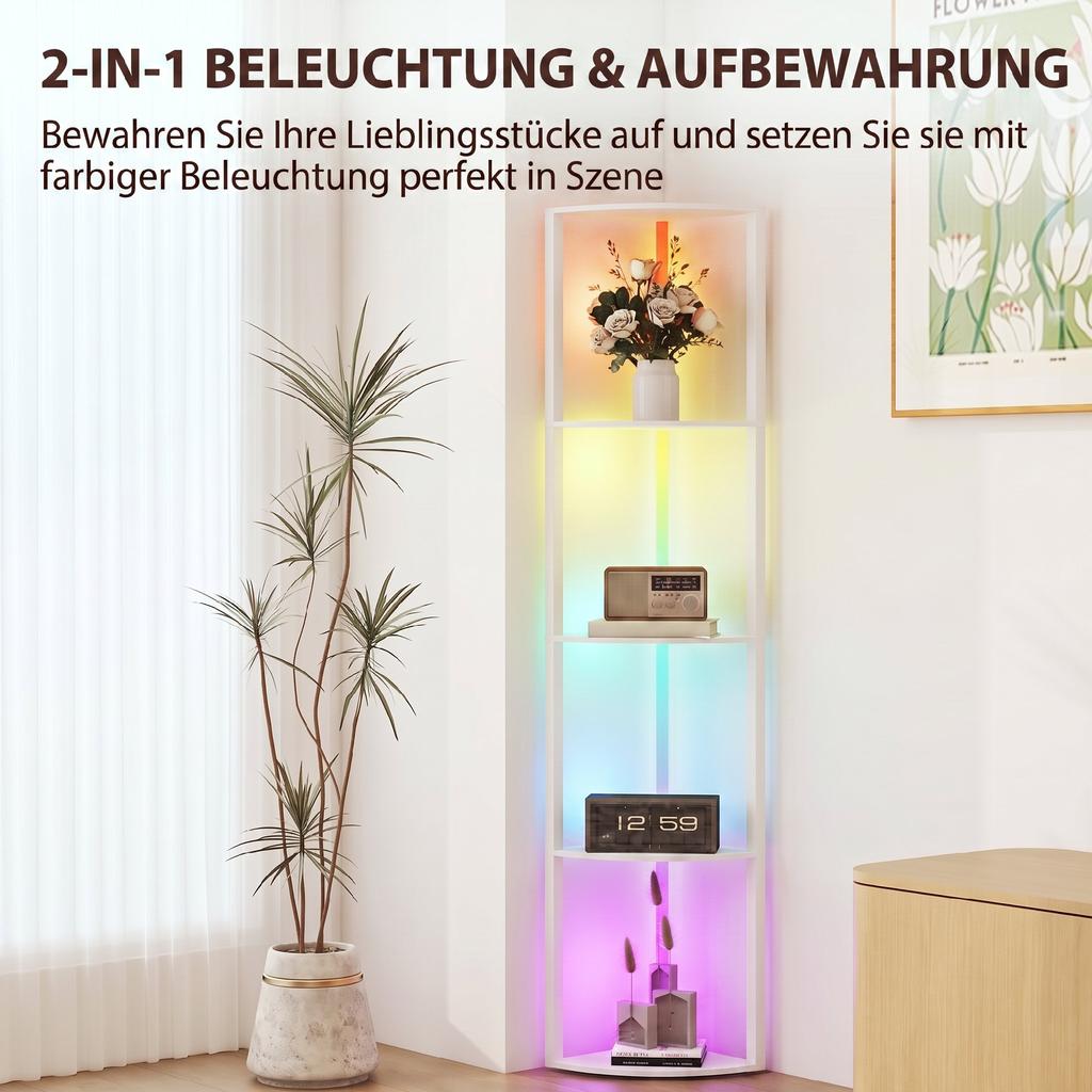 LED Stehleuchte 5-stufig dimmbar Stehleuchte mit Ablage, RGB Farbwechsel, Fernbedienung
