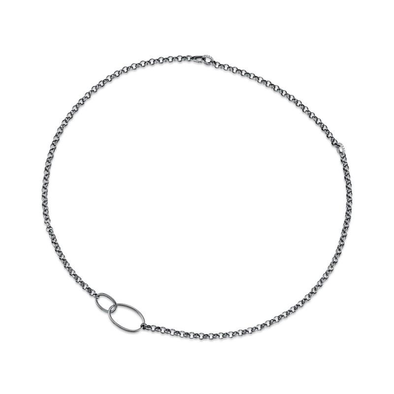 APM Monaco Interlocking rings, light luxury, minimalist style, fashionable, elegant and versatile, necklace, women s, dark gray AC5515XBR