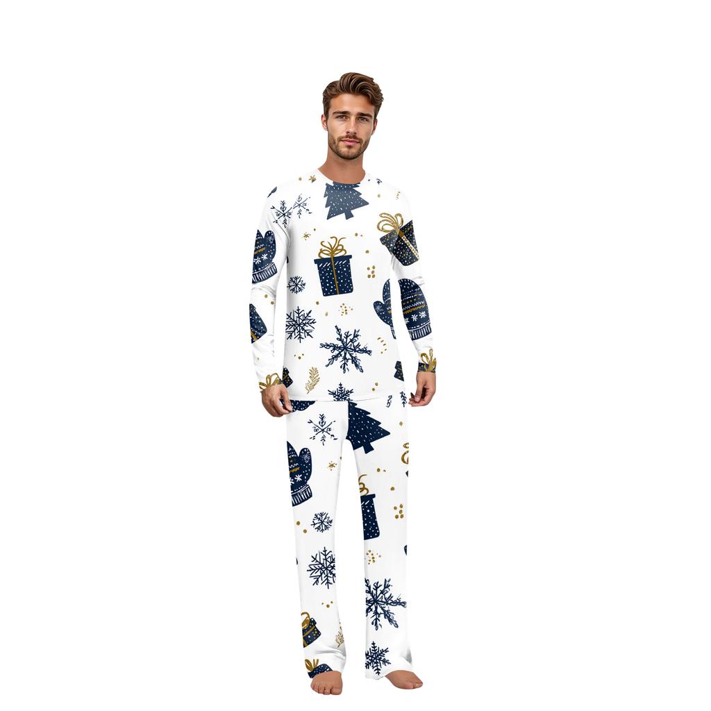 Christmas Printed Round Neck Parent-Child Long Sleeve Long Pants Home Clothes Set