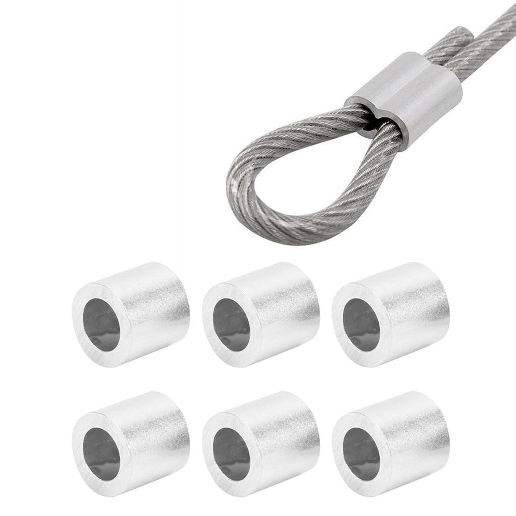 100Pcs Crimping Loop Sleeve Aluminum Round Hole M6 Steel Wire Rope Industrial Supplies