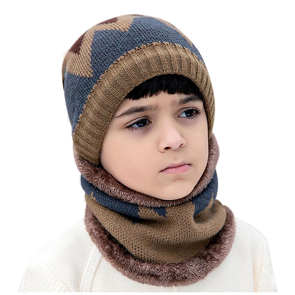 Winter Kind Dicke Strickmütze Outdoor Warm Winddicht Ohrenmaske Wolle