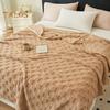 Flannel Blanket Thickened Double-sided Plush 3D Checkered Texture Solid Color Office Nap Home Bed Sofa Travel Cozy Warm Winter Blanket