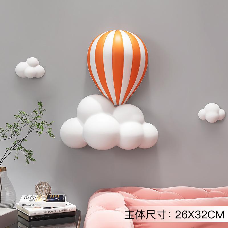 3D Heißluftballon Statue Haus Wanddekoration Weiße Wolke Harzskulptur Wohnzimmer Schlafzimmer Innenwand Hängedekor