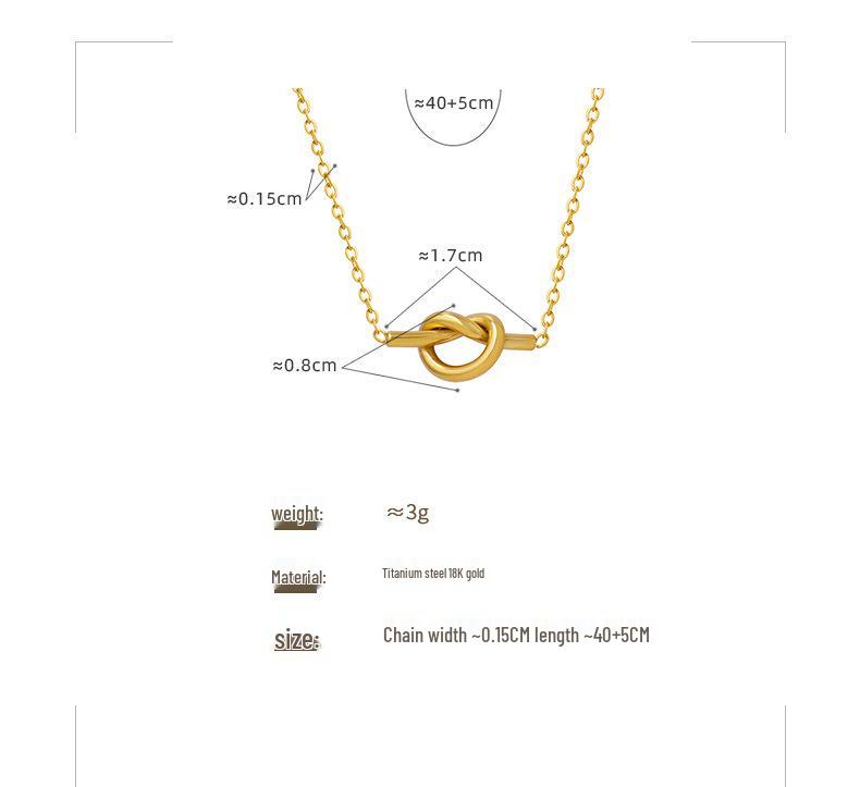 European & American Minimalist Knot Heart Geometric Necklace in Titanium Steel