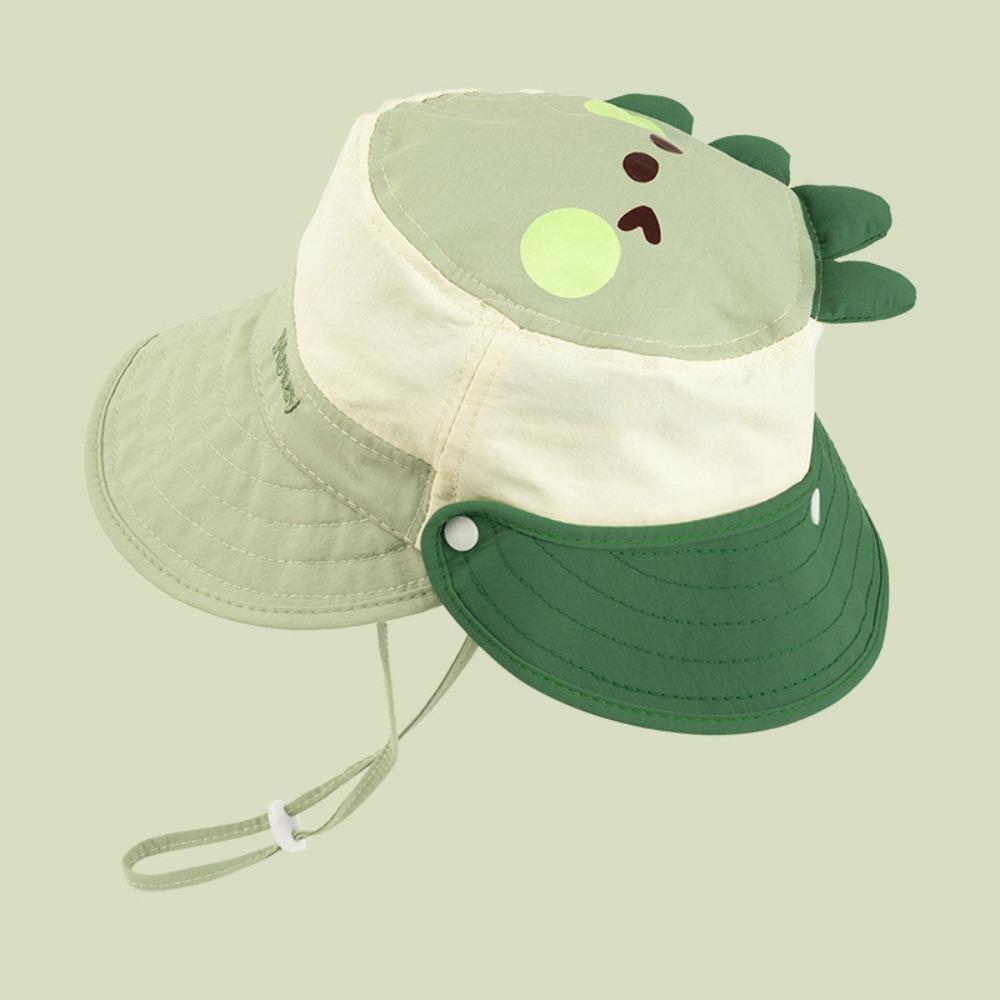 Letter Embroidery Cartoon Animal Bucket Hat Detachable Children's Fisherman Hat  Kid