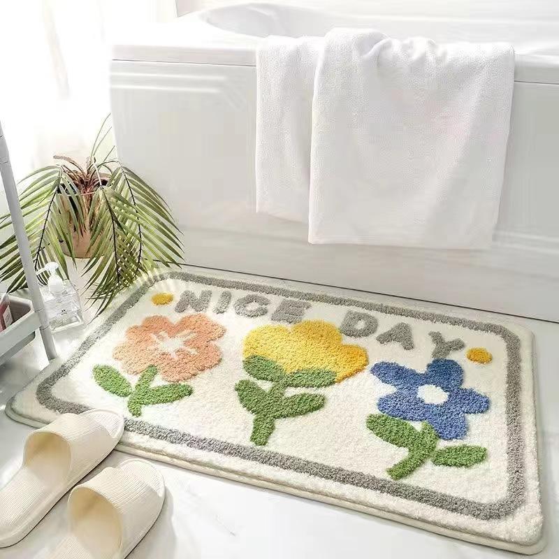 Modern Minimalist Cashmere Skin-friendly Floor Mat, Comfortable and Soft Non-slip Bathroom Floor Mat for Shower Rooms