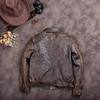 Chinese Size Vintage Men Genuine Leather Jacket Tea Core Cowhide Thickness 1.4mm Tanned Oil Waxed Real Leather Jacket Heavy Thick