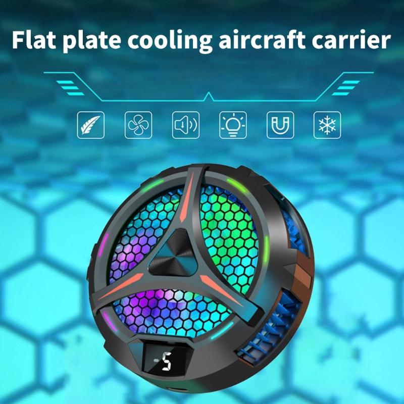 Double Mode Cooling System Digital Display Heatsink for Phone Tablet Portable Magnetic Cooling Fan with Light