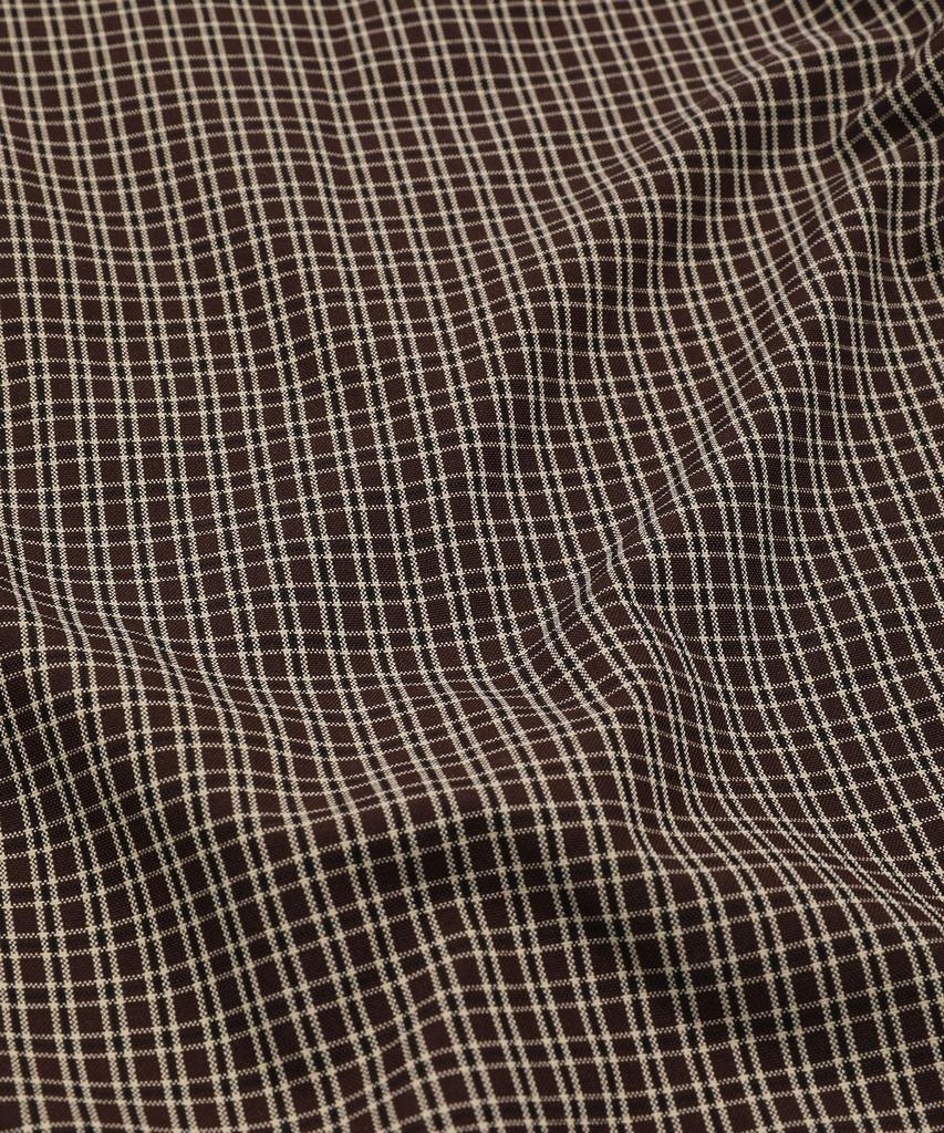 SLOW RECORD HOUSE Logo Check Short Sleeve Shirt_Brown