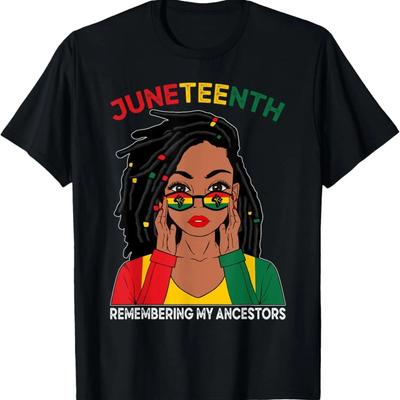 Loc'd Hair Black Woman Remebering My Ancestors Juneteenth T-Shirt