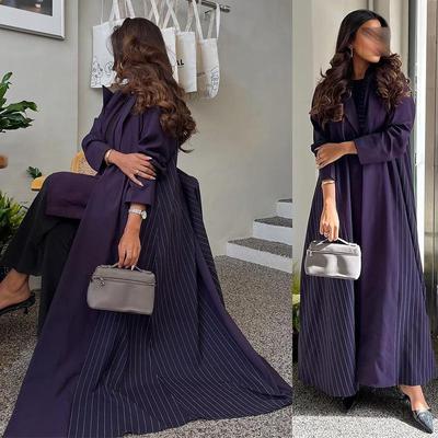 MQ178 Robe abaya musulmane élégante, violette et pudique, à manches longues