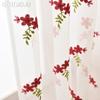 1PC LOZUJOJU Exquisite and Versatile Pastoral Style Red Floral Embroidered Sheer Curtain Tulle for Living Room Bedroom Window Decoration Home Decor
