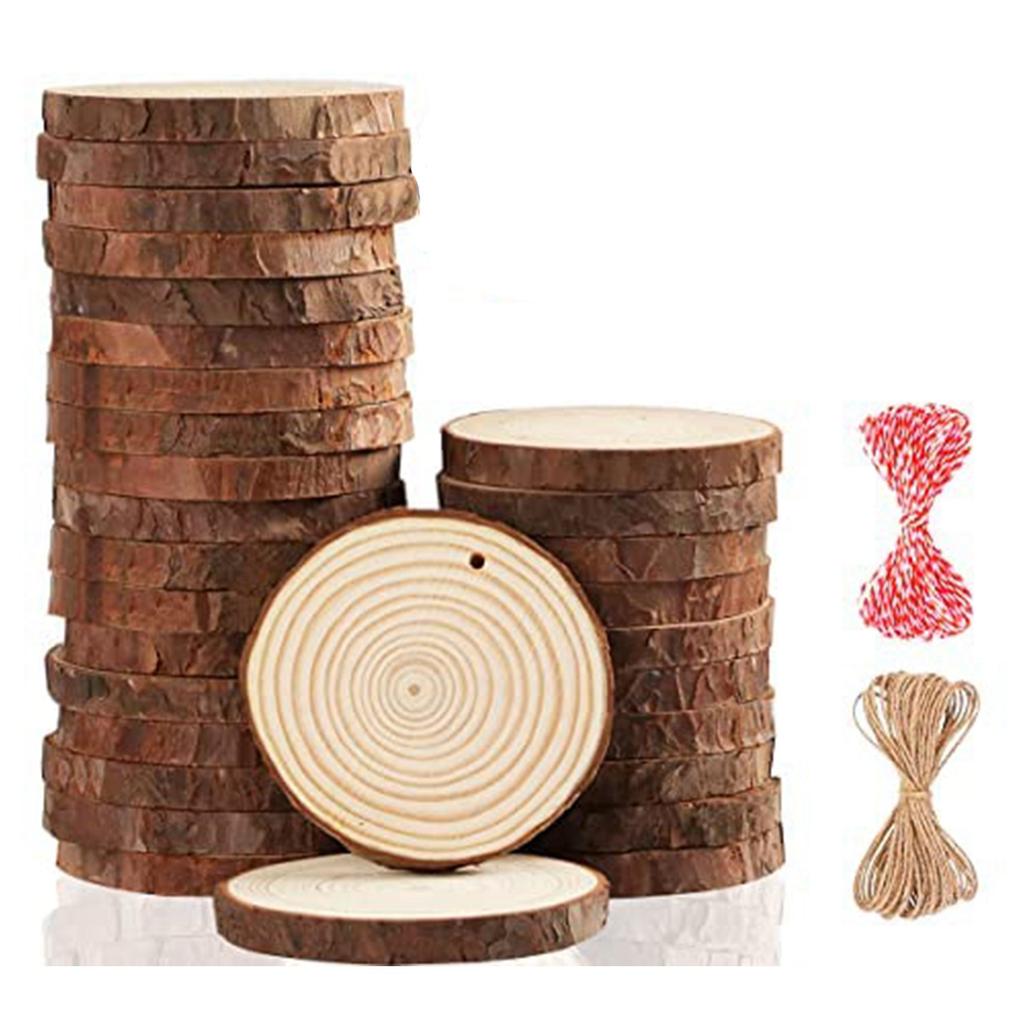 Good-Natural Wood Chips Unfinished DIY Handicraft Pre-Drilled Round Wooden Circle Art Country Wood Chip Decoration-A