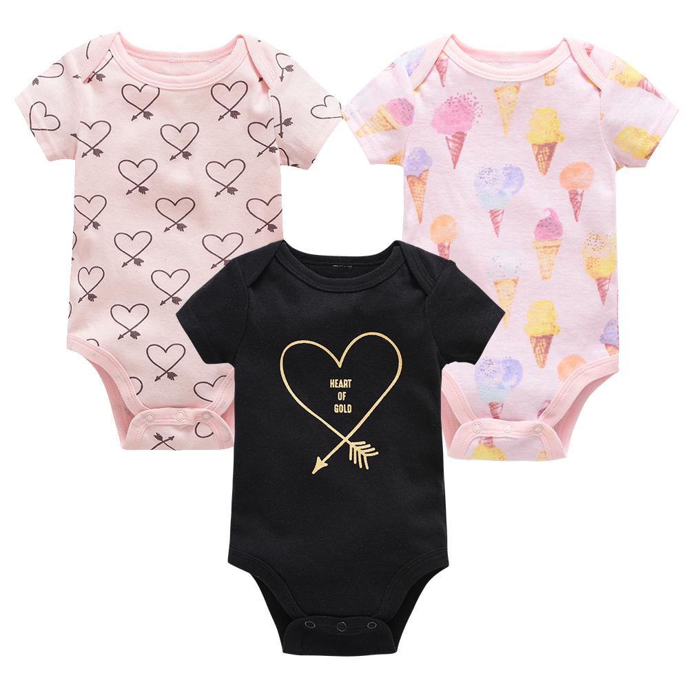 3 Items Baby Girls Clothes  Pour Nouveaux Cotton Short Sleeve Girl Bodysuit 0-12 Months Newborn Boys Clothing Toddler