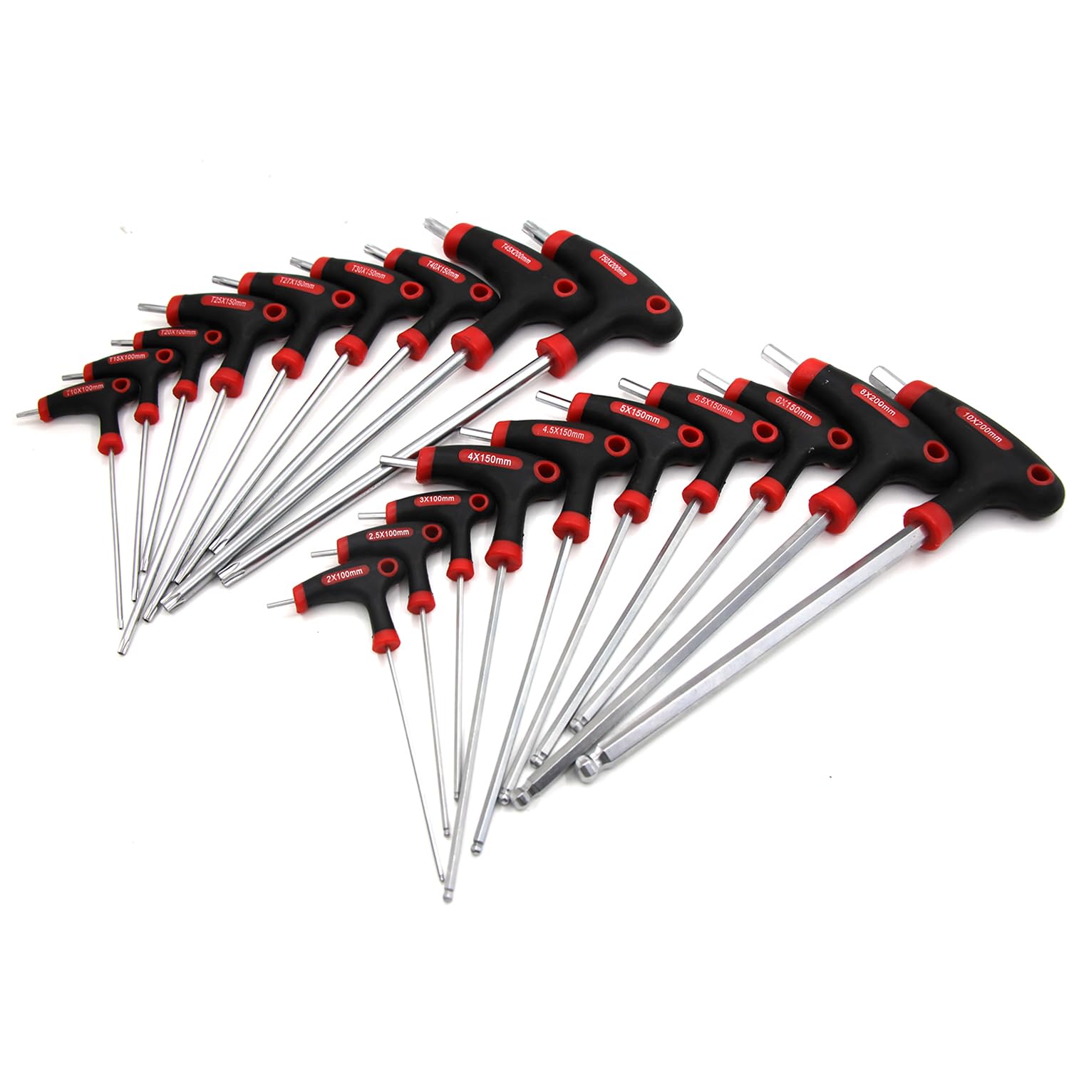 

GOOMAND Star Torx and Hex Wrench Set with Long Ball and Chrome Vanadium Steel Torx Hex 19-Piece Wrench, Wrench, T-Handle, Point, (Cr-V Steel) T10-T50,