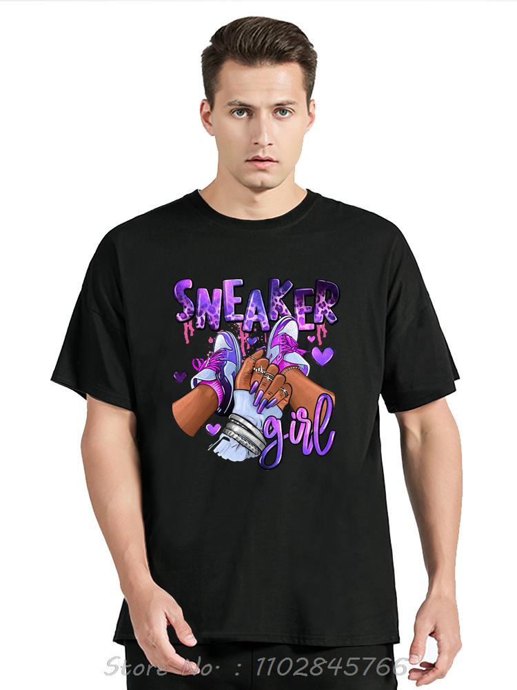 Baumwoll T-Shirt Sneaker Mädchen Grafik Oversized T-Shirt Lässige Unisex Oberteile T-Shirts Rundhals Sommer Hip Hop Streetwear Herrenbekleidung