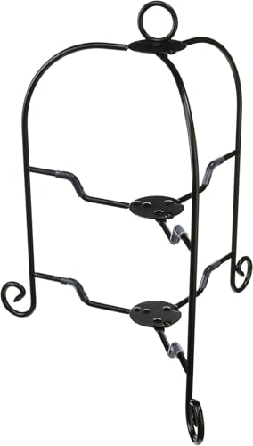 Aoyoshi CASUAL PRODUCT Dolce Foldable Two-Tier Cake Stand, Black (018169), Black, Afternoon Tea Stand, Cake Stand, Sweets Tower, Foldable, Space-Savin