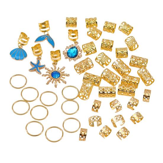 45Pcs Dreadlock Hair Accessories, Ocean Resort Theme Hair Buckles, Open Design Easy to Wear Braided Hair Rings, Alloy Lightweight Hair Jewelry