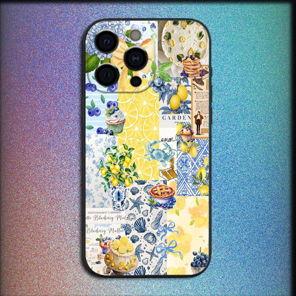 

Seaside Scenery Red Wine Lemon Food Phone Case For iPhone 16,15,14,13,12,11,Pro,X,XS,Max,XR,Plus,Mini Soft Black Cover iPhoneXS