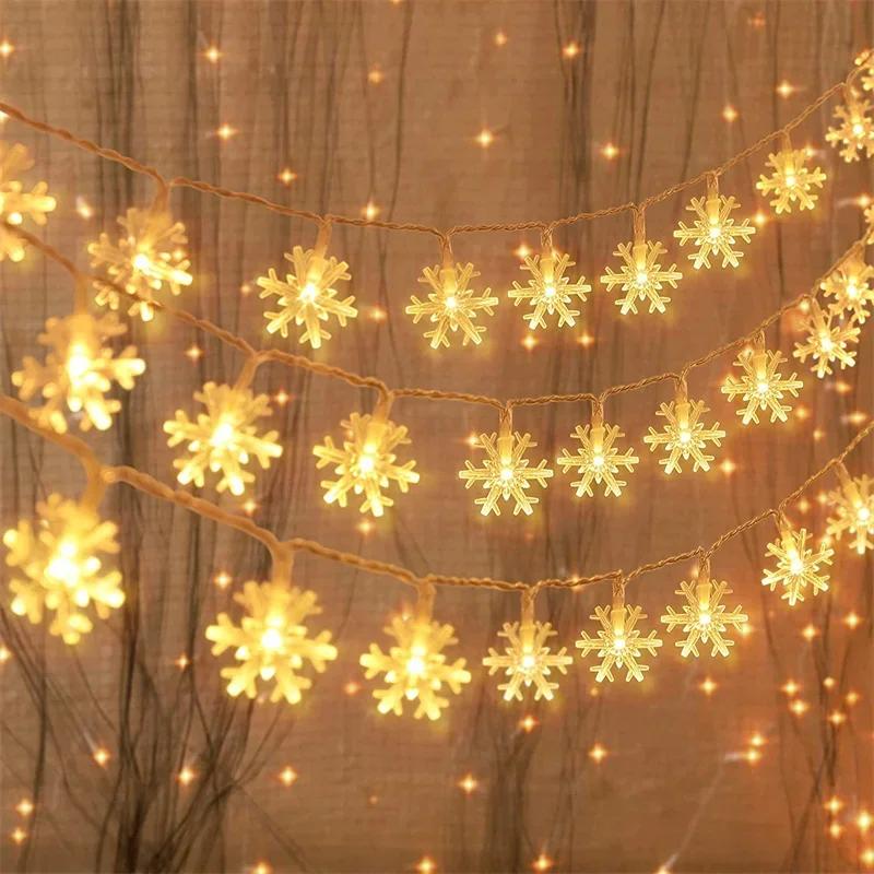 Christmas Lights Fairy Lights Snowflake String Light Battery Operated Snowflake for Bedroom Garden Wedding Birthday Decoration