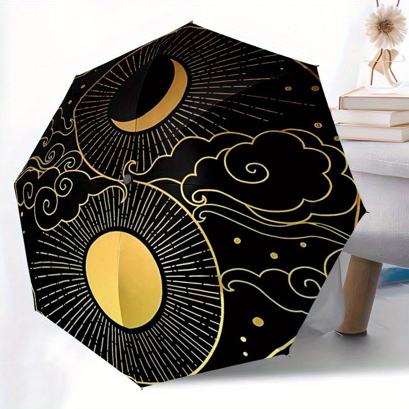 1pc Sun Moon Yin Yang Automatic Open/Close Umbrella, Portable Folding umbrella for Everyday Use yy250826043