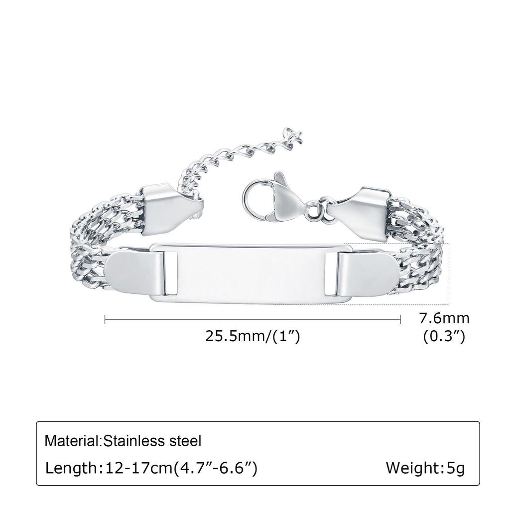 European Stainless Steel Mesh Bracelet: Women's & Children's DIY Engravable Titanium Steel Plate