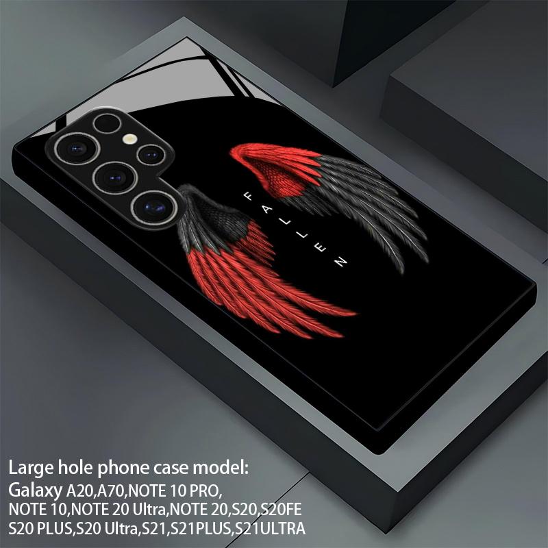 Fallen Angel Wing Pattern 2D Phone Case for Samsung S26 S25 S24 S23 S22 S21 S20 A56 A36 A16 - Glass Protective Cover