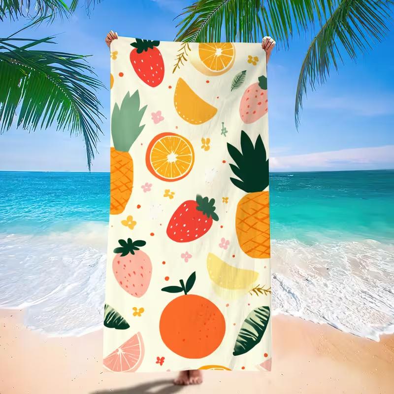 Vibrant Lemon Lime Citrus Fruit Beach Towel Summer Tropical Fruit Print Quick Dry Lightweight Absorbent Towel for Beach