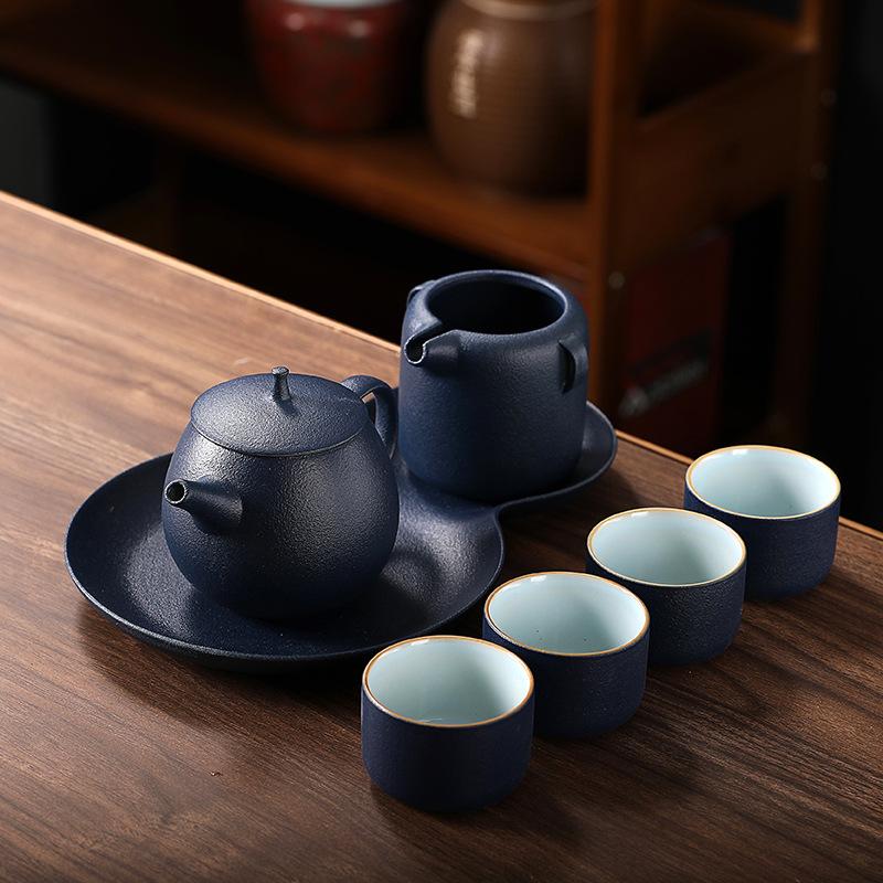 Ceramic Ru kiln kung fu tea set set, bank company holiday cultural and creative gift, can be made into Ru kiln tea sets